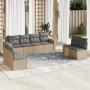 Set Divano da Giardino 8 pz con Cuscini Beige in Polyrattan