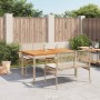 Set da Pranzo da Giardino 3 pz con Cuscini Beige in Polyrattan