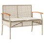 Set da Pranzo da Giardino 3 pz con Cuscini Beige in Polyrattan
