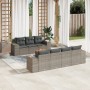 Set Divano da Giardino 8 pz con Cuscini Grigio in Polyrattan