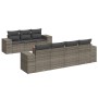 Set Divano da Giardino 8 pz con Cuscini Grigio in Polyrattan