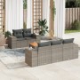 Set Divano da Giardino 6 pz con Cuscini Grigio in Polyrattan