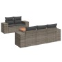 Set Divano da Giardino 6 pz con Cuscini Grigio in Polyrattan