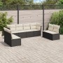 Set Divani da Giardino con Cuscini 8 pz Nero in Polyrattan