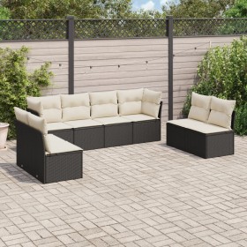 Set Divani da Giardino con Cuscini 8 pz Nero in Polyrattan