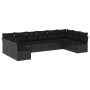 Set Divani da Giardino 10pz con Cuscini in Polyrattan Nero