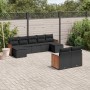 Set Divani da Giardino 9 pz con Cuscini Nero in Polyrattan