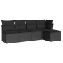 Set Divani da Giardino 5 pz con Cuscini in Polyrattan Nero