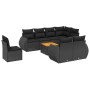 Set Divani da Giardino 9 pz con Cuscini Nero in Polyrattan