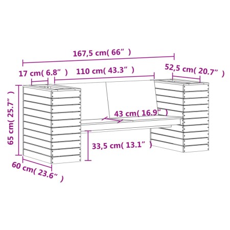 Panca con Fioriera 167,5x60x65 cm in Legno Impregnato di Pino