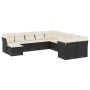 Set Divani da Giardino 11 pz con Cuscini in Polyrattan Nero