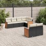 Set Divani da Giardino con Cuscini 7pz Nero Polyrattan