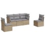 Set Divano da Giardino 5 pz con Cuscini Beige in Polyrattan