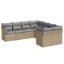 Set Divano da Giardino 8 pz con Cuscini Beige in Polyrattan