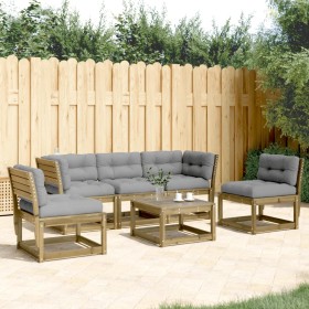 Set Divani da Giardino 5pz con Cuscini Legno Impregnato di Pino