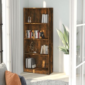 Libreria a 4 Ripiani Rovere Fumo 60x24x142 cm Legno Multistrato