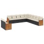 Set Divani da Giardino 11 pz con Cuscini in Polyrattan Nero