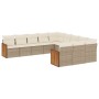 Set Divani da Giardino 11 pz con Cuscini Beige in Polyrattan