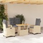 Set da Pranzo da Giardino 4 pz con Cuscini Beige in Polyrattan