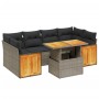 Set Divani da Giardino 7 pz con Cuscini Grigio in Polyrattan