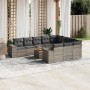 Set Divani da Giardino 11 pz con Cuscini in Polyrattan Grigio