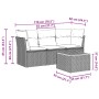 Set Divani da Giardino 4 pz con Cuscini in Polyrattan Grigio