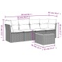 Set Divano da Giardino 5 pz con Cuscini Grigio in Polyrattan