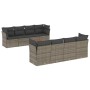 Set Divano da Giardino 9 pz con Cuscini Grigio in Polyrattan