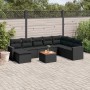 Set Divani da Giardino 10pz con Cuscini in Polyrattan Nero