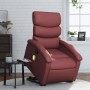 Poltrona Alzapersone Massaggi Reclinabile Rosso Vino Similpelle