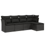 Set Divani da Giardino 5 pz con Cuscini in Polyrattan Nero