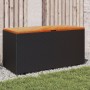 Contenitore Giardino Nero 110x50x54cm Polyrattan e Legno Acacia