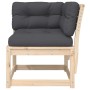 Divano Angolare Giardino Cuscini 73x73x78cm Legno Massello Pino