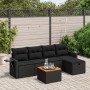 Set Divano da Giardino 6 pz con Cuscini Nero in Polyrattan