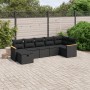 Set Divani da Giardino con Cuscini 7pz Nero Polyrattan