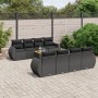 Set Divani da Giardino 9 pz con Cuscini Nero in Polyrattan