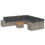 Set Divani da Giardino 11 pz con Cuscini in Polyrattan Grigio