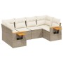 Set Divano da Giardino 6 pz con Cuscini Beige in Polyrattan