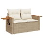 Set Divano da Giardino 6 pz con Cuscini Beige in Polyrattan