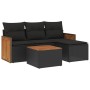 Set Divani da Giardino 5 pz con Cuscini in Polyrattan Nero