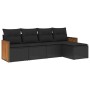 Set Divani da Giardino 5 pz con Cuscini in Polyrattan Nero