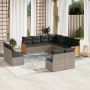 Set Divani da Giardino 11 pz con Cuscini in Polyrattan Grigio