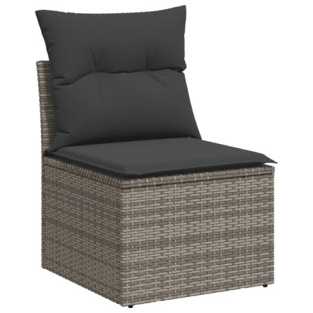 Set Divano da Giardino 8 pz con Cuscini Grigio in Polyrattan