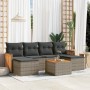 Set Divani da Giardino 7 pz con Cuscini Grigio in Polyrattan