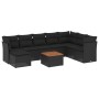 Set Divani da Giardino 9 pz con Cuscini Nero in Polyrattan