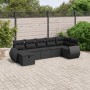 Set Divani da Giardino con Cuscini 7pz Nero Polyrattan