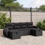 Set Divano da Giardino 6 pz con Cuscini Nero in Polyrattan