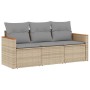 Set Divano da Giardino 3 pz con Cuscini Beige Misto Polyrattan