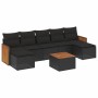 Set Divani da Giardino con Cuscini 8 pz Nero in Polyrattan