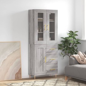 Credenza Grigio Sonoma 69,5x34x180 cm in Legno Multistrato